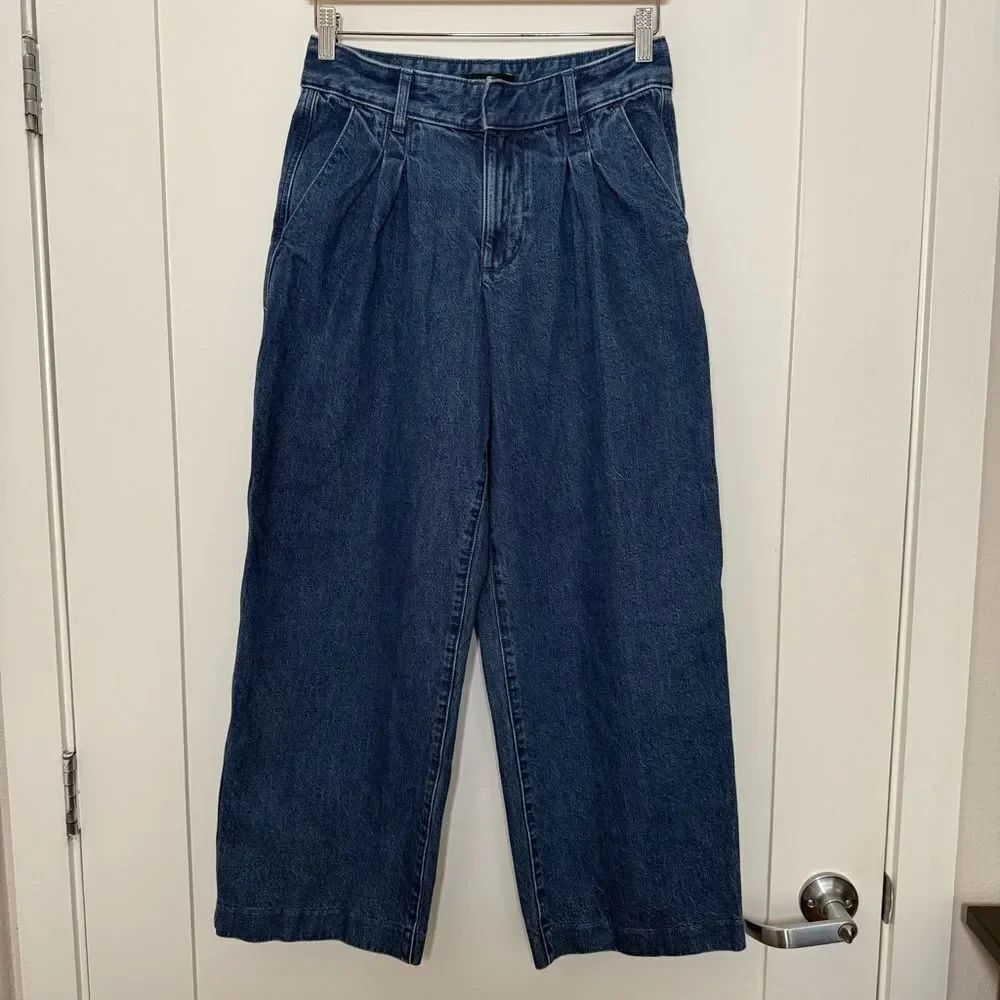Banana Republic Baggy Jeans 27/4 Petite Blue Pleated High Rise Wide Leg Retro